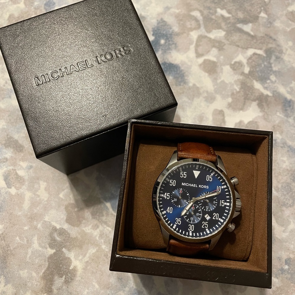 Mens Michael Kors Leather Band Watch